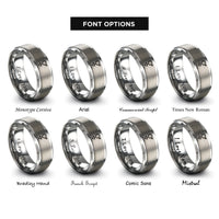 font options for inside engraving on grey androgyne symbol rings