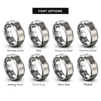 font options for inside engraving on gray androgyne symbol rings