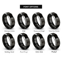 font options for inside engraving on black & grey andromalius rings