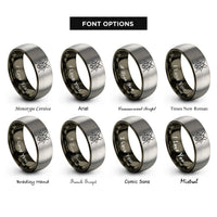font options for inside engraving on gunmetal & grey andromalius rings