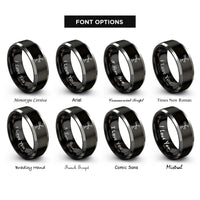 font options for inside engraving on black & silver anemometer rings