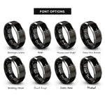 font options for inside engraving on black & silver anemometer cups rings