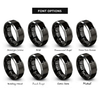 font options for inside engraving on black & silver anemometer cups rings