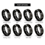 font options for inside engraving on black & silver angel cat rings