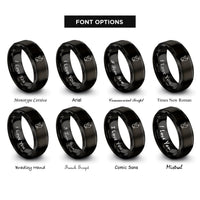 font options for inside engraving on black angel cat rings