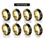 font options for inside engraving on black & gold angel heart rings