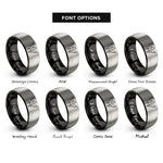 font options for inside engraving on black & gray angel heart rings