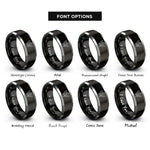 font options for inside engraving on black & gray angel heart rings