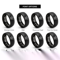 font options for inside engraving on black angel heart rings