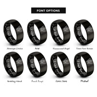 font options for inside engraving on black angel heart rings