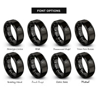 font options for inside engraving on black angel heart rings