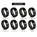 font options for inside engraving on black angel herald trumpet rings