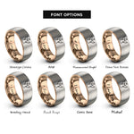 font options for inside engraving on rose gold & silver angel rings