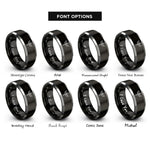 font options for inside engraving on black & silver angel sword wings rings