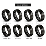 font options for inside engraving on black angel sword wings rings