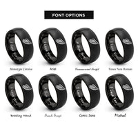 font options for inside engraving on black angel wing rings