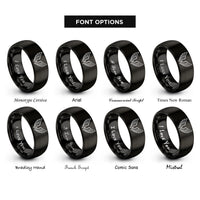 font options for inside engraving on black angel wings rings