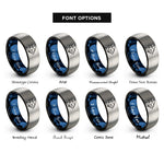 font options for inside engraving on black & blue & grey angelfish rings