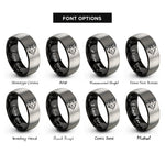 font options for inside engraving on black & silver angelfish rings