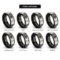 font options for inside engraving on black & grey angelic magic circle rings
