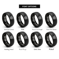 font options for inside engraving on black angelic magic circle rings