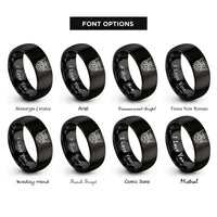 font options for inside engraving on black angelic magic circle rings