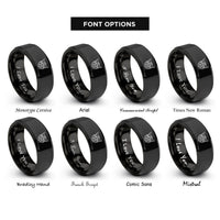 font options for inside engraving on black angelic magic circle rings