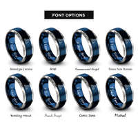 font options for inside engraving on blue & grey angels landing zion rings