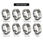 font options for inside engraving on silver angels landing zion rings