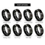 font options for inside engraving on black & gray angle finder rings