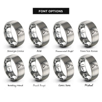 font options for inside engraving on grey angle finder rings