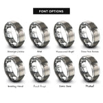 font options for inside engraving on gray angle finder rings