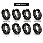 font options for inside engraving on black & silver angler rod rings