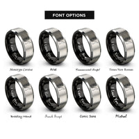 font options for inside engraving on black & silver angler rod rings