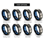 font options for inside engraving on black & blue & gray angler silhouette rings