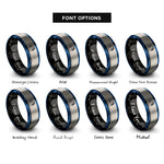 font options for inside engraving on black & blue & gray angler silhouette rings