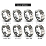 font options for inside engraving on silver angler silhouette rings