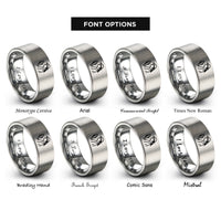 font options for inside engraving on silver angler silhouette rings