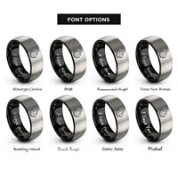 font options for inside engraving on black & gray angora rabbit rings
