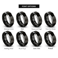 font options for inside engraving on black & gray angora rabbit rings