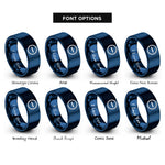 font options for inside engraving on blue anion icon rings