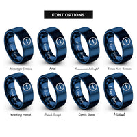 font options for inside engraving on blue anion icon rings