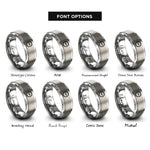 font options for inside engraving on grey anion icon rings