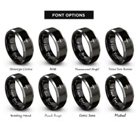 font options for inside engraving on black & gray ankh rings