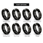 font options for inside engraving on black & silver ankh cross rings