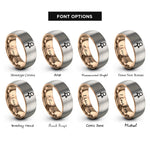 font options for inside engraving on rose gold & silver ankh heart rings