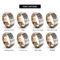 font options for inside engraving on rose gold & silver ankh heart rings