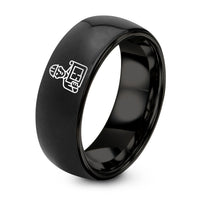 Anniversary Bands for Women – black tungsten architect blueprint ring