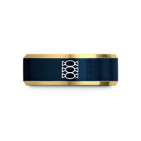 tungsten rings for her – gold & blue tungsten candy eggs wedding band