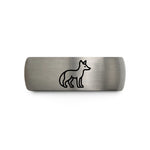laser engraved rings her – grey tungsten desert fox wedding band